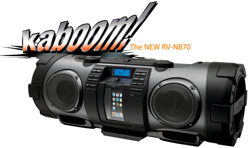 CD boombox with iPhone/iPod dock and twin super woofers - Kaboom l JVC